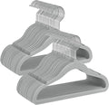 SONGMICS Baby Kids Hangers 50 Pack for Closet, 11.8 x 8.1 Inches, Silver 360° Swivel Hooks, Space-Saving Clothes Velvet Hangers for Nursery, Non-Slip, Dove Gray UCRF027G05