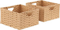 Seville Classics Premium Handwoven Portable Laundry Bin Basket with Carrying Handles, Household Storage for Clothes, Linens, Sheets, Tan, Rectangular (2-Pack)