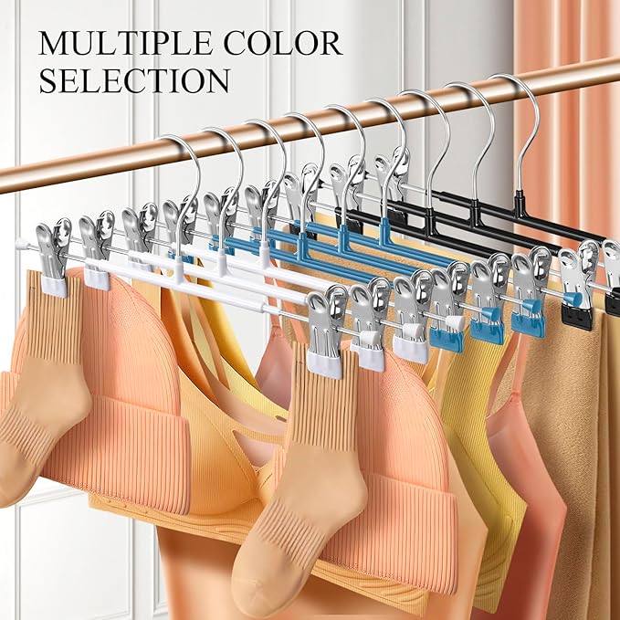 20 Pack 12Inch Heavy Duty Pants Skirt Hangers with Clips,Metal Trousers Hanger for Jeans Black Non Slip Women Shorts Hangers Saving Space Clothing Hanger for Adult,Men,Children,Kid,Baby
