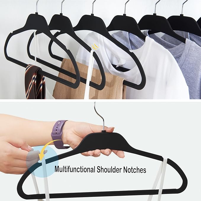 ELONG HOME Rubber Coated Hangers 30 Pack, Non-Slip Clothes Hangers with Rustproof Hooks, Space Saving Thin Design for Closet/Retail/Home