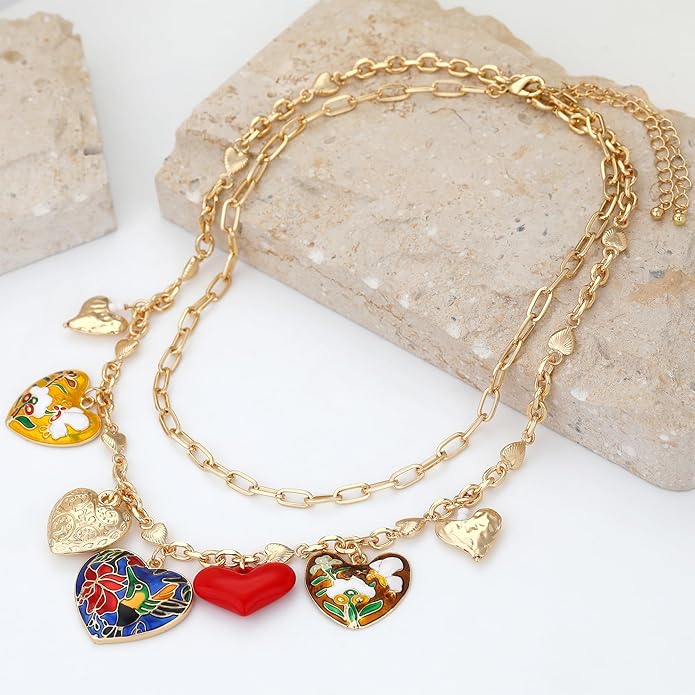 Chunky Gold Necklace for Women Gold Evil Eye Cowboy Pendant Necklace Dainty Paperclip Chain Vintage Luck Amulet Choker Necklaces Celestial Jewelry Gift