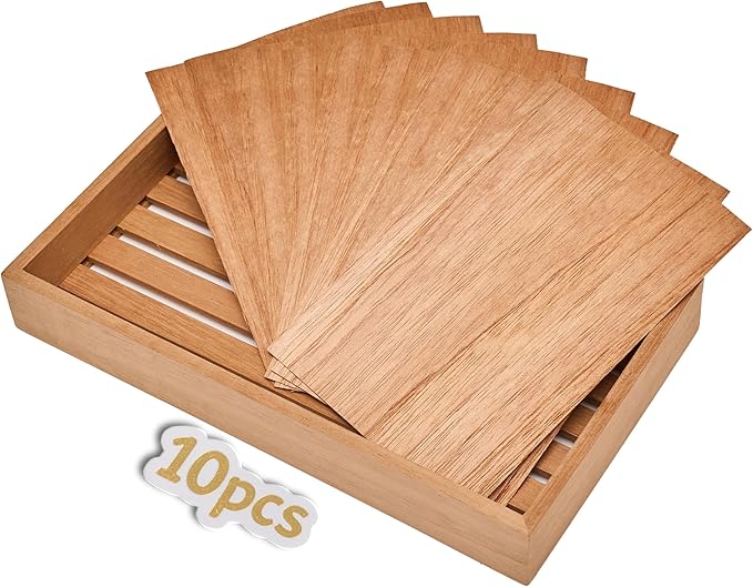 10 Pieces Spanish Cedar Wood Sheets for Cigar Humidor, Large Size 5.5"x8.2"x0.02" Easy to Cut and Manipulate, Thin Wood Chip for Dividing or Lighting Up Cigars, Wooden Sheets for Types of Humidors