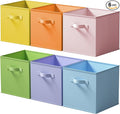 Cupic Cupid 11 Inch Storage Cube, Fabric Cube Storage Bin with Handles, Storage Cube Organizer for Clothes and Toys, Collapsible Cube Bins for Closet, Shelves, Nursery, 6-Pack, Pastel Colors