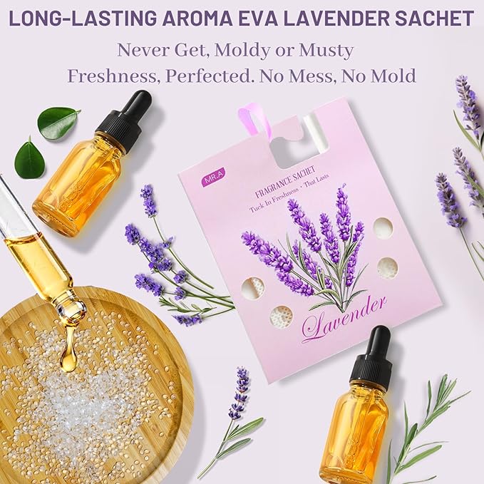 13Packs Lavender Scented Sachets, Fragrance Sachet Bags for Drawers and Closets, Air Fresheners for Car and Home, Closet Deodorizer Scented Drawer Fresheners for Dresser with Hanger Hooks