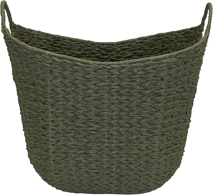 Household Essentials Natural Woven Wicker Storage Basket with Handles