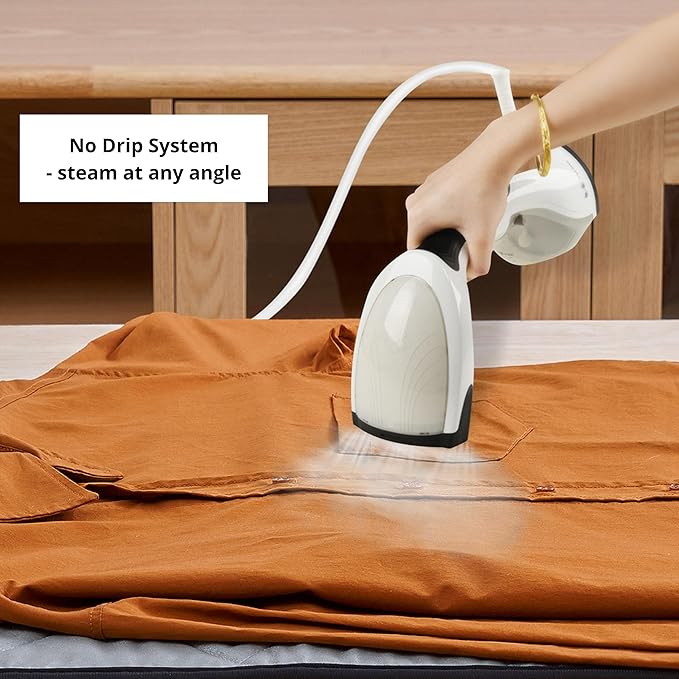True & Tidy Steamer for Clothes, Portable Handheld Garment Fabric Wrinkles Remover, 30-Second Fast Heat-up, Auto-Off, Large Detachable Water Tank