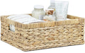 Wicker Baskets, Baskets for Organizing, Rattan Woven Basket for Storage, Organizer Bins with Built-in Handles, Storage Basket for Shelves (Water Hyacinth, Large)