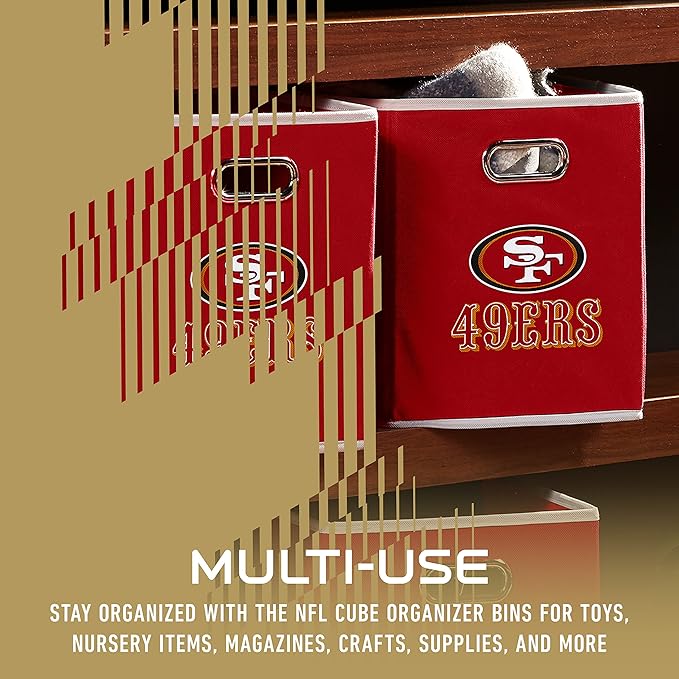 Franklin Sports NFL Storage Bins - Collapsible Cube Container + Basket - NFL Office, Bedroom + Living Room - 11"x11"