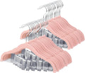 ManGotree 11.8'' Baby Velvet Hangers with Movable Clips, Non-Slip Kids Felt Hangers, Ultra-Thin Space-Saving Children's Clothes Hangers for Skirts, Pants, Dresses, Shirts, Jackets (28 Pack, Pink)
