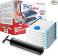 10 Pack Jumbo Vacuum Storage Bags for Comforters, Blankets & Clothes – Jumbo Vacuum Sealed Compression Bags with Hand Pump – Space Saver Storage Bags for Bedding, Moving, Travel & Organization