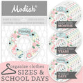 Days of The Week Clothes Organizer, Modish Labels Weekly Monday Through Friday Kids Closet Organization, Hanging School Clothes Organizers Sets, Girl Boho Vintage Blue Floral Children Room Décor