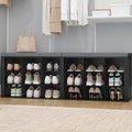 Shoe Storage Bench with Cushion, Entryway Storage Bench with 18 Cubbies, 9.5" Widened Organizer Cabinet, Long Cubby Rack for Living Room, Bedroom, Entryway, Black SB25704GY