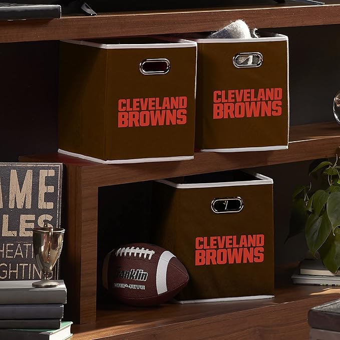 Franklin Sports NFL Storage Bins - Collapsible Cube Container + Basket - NFL Office, Bedroom + Living Room - 11"x11"