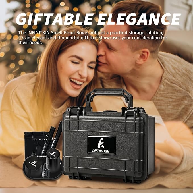 Smell Proof Box – Portable Smell Proof Storage Box with Combination Lock, Airtight & Waterproof, Includes Pocket Scale & Accessories for Home, Travel & Camping