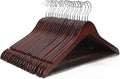 JS HANGER Wooden Coat Hangers, 20 Pack High Grade 17.5 Inch Wood Suit Hangers with Non Slip Pant Bar - Extra Smooth and Splinter Free Walnut Finish