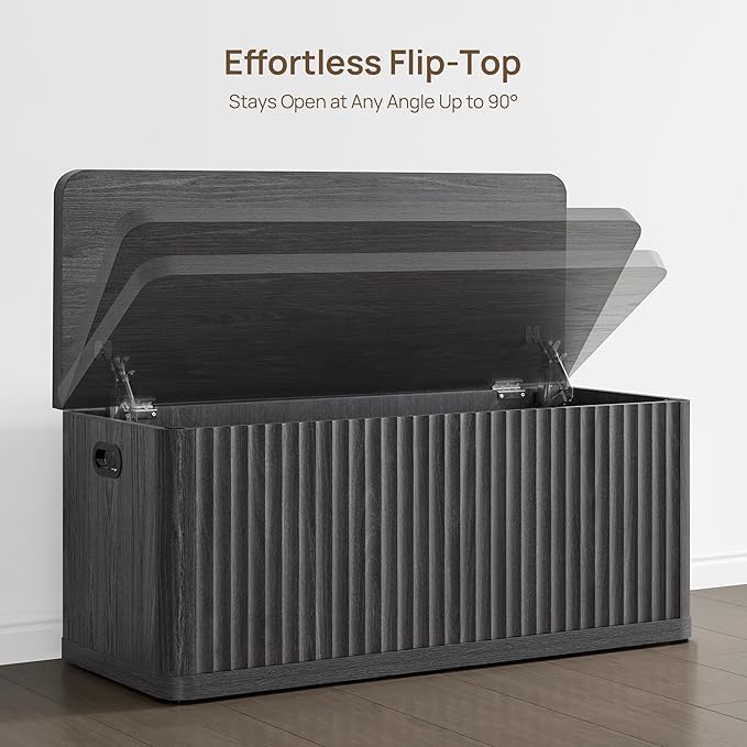 SICOTAS Storage Bench 80.4" Wide Shoe Bench with Lift Top Large Wooden Storage Chest Trunk Modern Blanket Chest with 4 Safety Hinges & Seating for Bedroom Entryway Living Room Hallway
