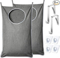 XL Hanging Laundry Hamper, Extra Large Tear-resistance Door Hamper with 2 Types Hooks for Dirty Clothes, Save Bathroom Space Hanging Laundry Bag (36.5x 22 Inch,Grey)