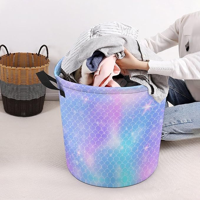 Mermaid Laundry Basket Girls Room Decor Unicorn Girls Hamper Dirty Clothes Organizer Mermaid Decor