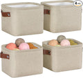 Kntiwiwo Small Fabric Storage Bins, 7.8x6.7x5.9 inch Mini Storage Cubes 4-Pack Storage Basket for Makeup Collapsible Fabric Storage Organizer with Handles, Decorative Basket for Desk, Shelves, Brown
