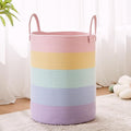 15Dx20H inches Baby Girls Kids Hamper Rainbow Laundry Basket for Nursery Clothes Pastel Unicorn Woven Hamper in Playroom Bedroom Large Tall Blanket Basket