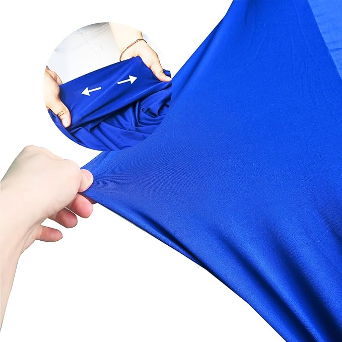 4 Pack - Elegant Blue Stretch Spandex Table Cover (48Lx24Wx30H Inches), Non-Iron Fitted Tablecloth for 4-Foot Rectangular Folding Tables -Ideal for Banquets, Weddings & Festivals