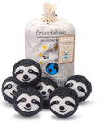 Friendsheep Wool Dryer Balls, Organic Reusable Fabric Softener Alternative for Laundry, Handmade, Fair Trade, Hypoallergenic, Eco-Friendly, Plastic-Free (6 Pack XL – Gray Sloth - Sloth Squad)