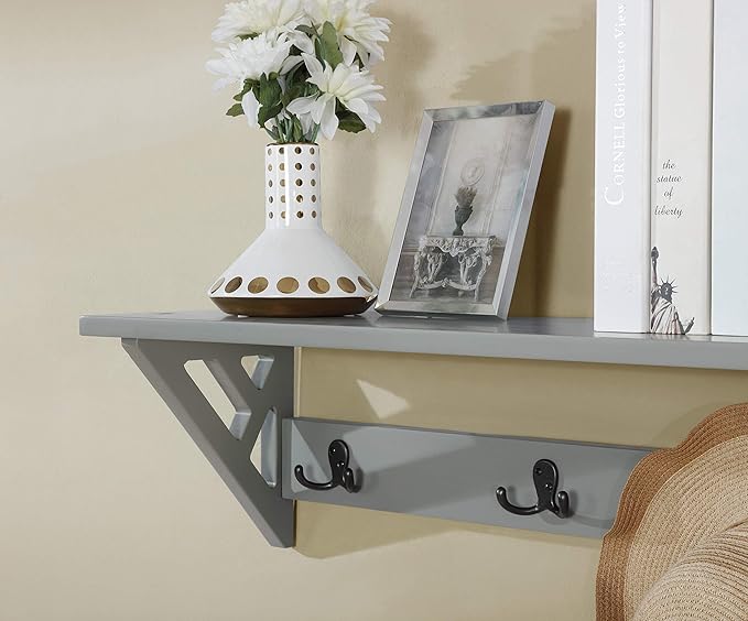 Alaterre Furniture Coventry 36" W Coat Hook with Shelf, Gray