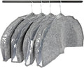Household Essentials Hanging Garment Shoulder Dust Covers for Closet, Set of 4,Dark Grey