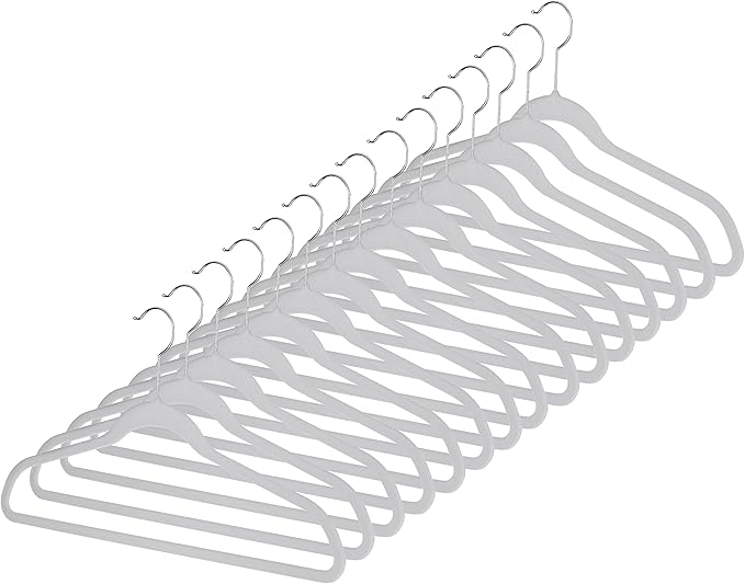 Whitmor Flocked Suit Hangers Set of 15 Glacier Gray
