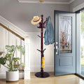 Solid Wood Coat Rack Freestanding with 14 Hooks Antler Shaped,72'' Adjustable Heights Sturdy Coat Racks Tree for Coats Hats Bags,Vintage Wood Coat Tree Hanger Stand for Living Room,Entryway,Office