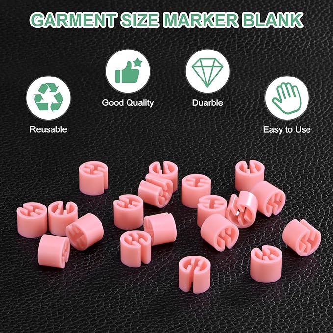 100-Pack Clothes Hanger Markers Blank, Plastic Garment Color Coded Size Clips Fit 3.5mm Rod for Clothing/Wire Hangers, Colored Coding Marker [Light Pink]