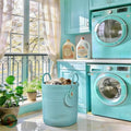 Modern Granny Medium Cotton Rope Laundry Hamper 14x16 Inch Dual Secure Woven Handle for Living Room Closet Clothes Blanket Organization