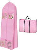 MISSLO 70" Wedding Dress Garment Bag with Bride Tote Bag 8'' Gusseted Wedding Dress Bags for Gowns Long 4 Pockets Dress Cover for Women, Pink