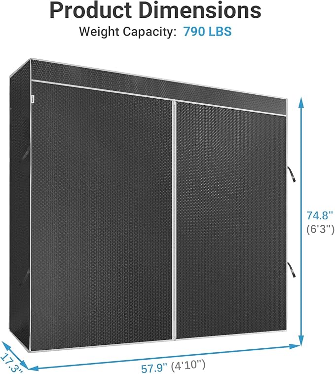 VIPEK Cover ONLY for V4S/V5 Medium/V30/V5i Medium Garment Rack, Upgarded Polyester Dustproof Cover Clothing Rack Cover with Zipper, 57.9" L X 17.3" W X 74.8" H, Black
