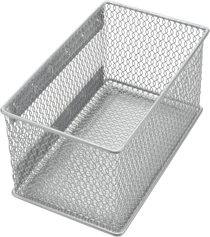 YBM HOME Wire Mesh Magnetic Storage Basket, Trash Caddy, Container, Desk Tray, Office Supply Organizer Silver for Refrigerator/Microwave Oven or Magnetic Surface in Kitchen or Office (1, Medium)