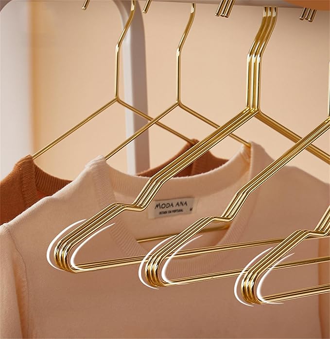 17 Inch Metal Clothes Hanger, 4.0mm Heavy Duty Shirt Blouse Hanger for Coat Suit Bridal Boutique, Space Saving Slim Wire Hanger for Camisole Trousers Wedding Dress（Gold 36pack）