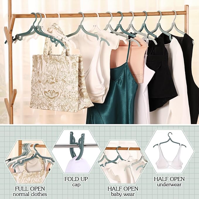 12 Pcs Travel Hangers Cruise Ship Essentials Foldable Portable Plastic Vacation Hangers Non Slip Clothes Drying Rack Travel Accessories for Dormitory School Hotel Laundry (Classic Color)