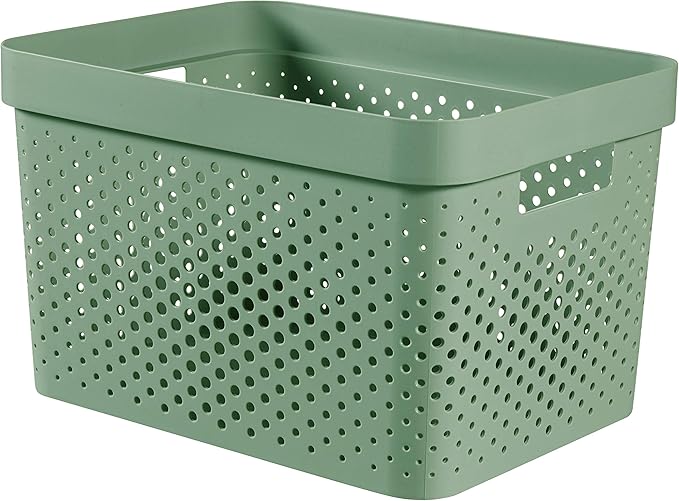 Curver | Infinity 17L Tray, Green, 35.5 x 26.2 x 21.9 cm, Recycled Plastic