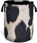 Fashion Cowhide Pattern Laundry Basket Foldable Oxford Cloth With Handle Portable Colorful Storage Basket Organizer Suitable For Laundry Room/Bedroom/Children'S Room (18.9 X 16.5 Inch)
