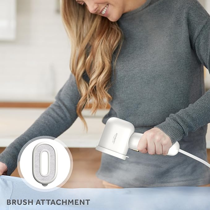 Sunbeam MiniPower 1000W Portable Garment Steamer – Nonstick Steam Plate, 125mL Tank, 8 Minutes Continuous Steam, Horizontal & Vertical Steam, 30-Second Heat-Up, 3-Year Limited Warranty
