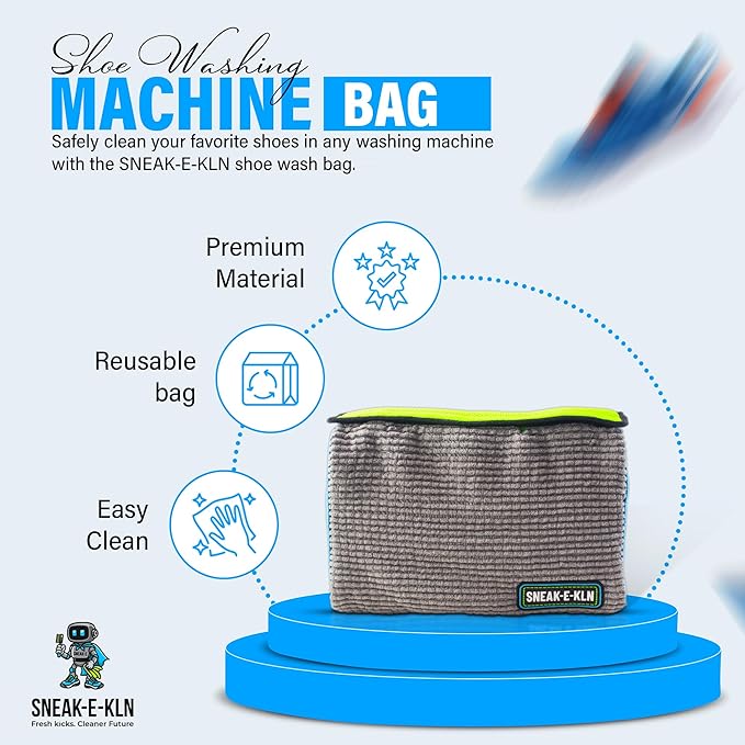 XL Reusable Shoe Washing Machine Bag – 360° Cleaning, Fits 2 Shoes, Heavy Duty Sneaker Laundry Bag for Washing Gym Footwear, Kids Sneakers, Includes Shoe Trees, Drying Bag, Brush & Towel