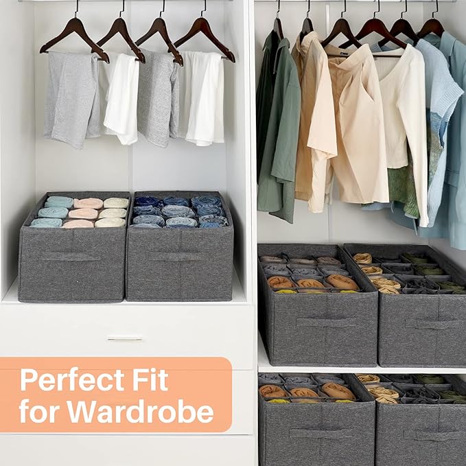 Closet Organizers and Storage Bins for Clothes - 12 Cell Drawers Organizer Grid Storage Box for Jeans Pants Sweater Towel T-shirts, Wardrobe Shelf Dividers Closets Organization (1 Pcs)