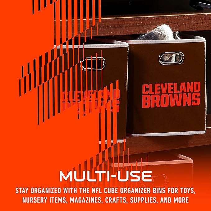 Franklin Sports NFL Storage Bins - Collapsible Cube Container + Basket - NFL Office, Bedroom + Living Room - 11"x11"