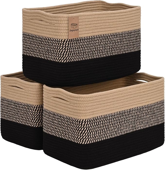 Baskets for Organizing,Storage Baskets,3 Pack Baskets for Shelfves,15"×10"×9" Woven Basket,toy storage bins,bins for organization