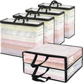 Vieshful 6 Pack Plastic Storage Bags with Zipper, Clear Bed Sheet Organizers and Storage, for Clothes Blankets, Sweater, Toys & Closet Organizer, 22L Black (17.7" × 14.96" × 5.1")