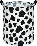 KUNRO Round Laundry Gift Basket Storage Hamper, Clothes Storage Organizer Bins, Shelf Basket with Handles for Room Decor (Rould Cow pattern)