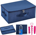 Discreet Lockable Toy Bag Storage Organizer Toy Bag Storage Bins Case with Zipper Lid for Women and Men Clothes Container(Dark Blue,15 x 10 x 6.3 Inch)