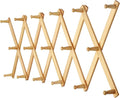 Dseap Accordian Wall Hanger: 16” High Wooden Wall Expandable Coat Rack, Hat Rack Holder, Accordion Hook for Baseball Caps, Coats, Mugs, 17 Peg Hooks, Natural