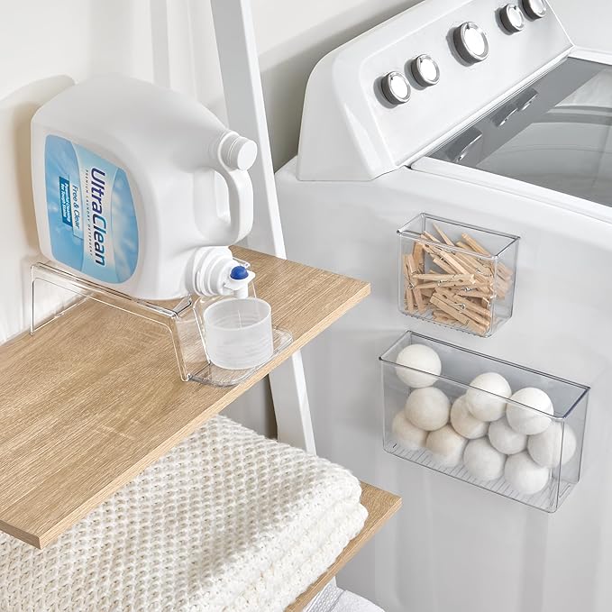 iDesign Laundry Detergent Holder, Liquid Detergent Stand for Laundry Room Organization, Clear, 3-Pack
