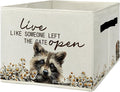 Rustic Raccoon Storage Bins & Boxes with Handles, Farmhouse Raccoon Foldable Basket for Organizing, Live Like Someone Left the Gate Open Collapsible Storage Basket for Bedroom Bathroom Clothes